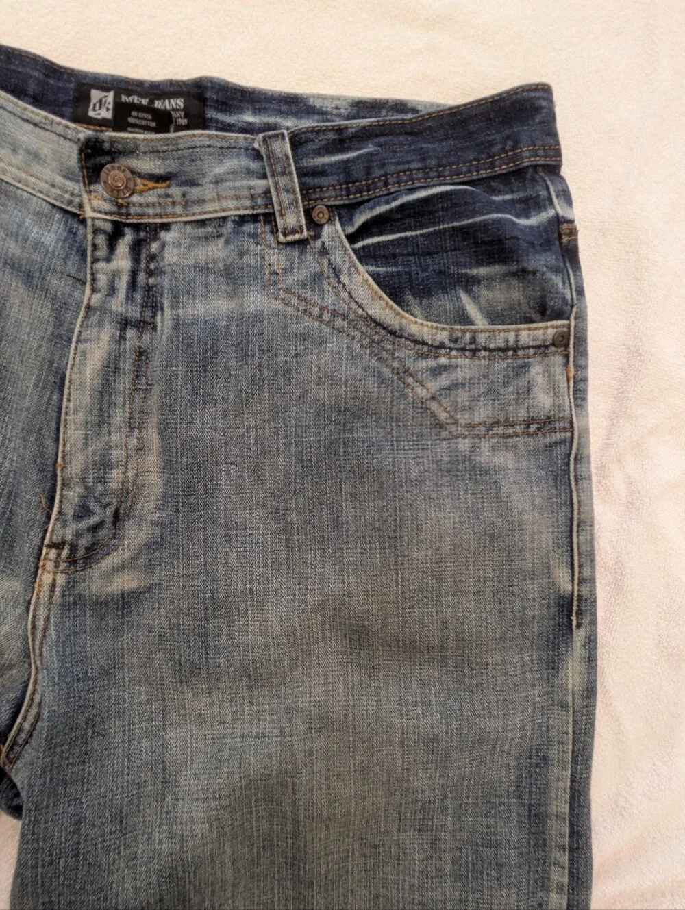 DTEK JEANS Men's Baggy Denim Jorts Size 38 Dark Blue Wash Distressed Gothi